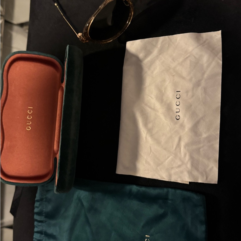 Gucci Teal and Coral Eyewear Case with Cloth